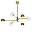 Candelabru modern auriu abajururi transparente 3xG9/60W si 3xGU10/60W Moka 1967 Jupiter